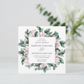 Magnolia en Eucalyptus | Square Wedding Kaart (Staand voorkant)