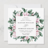 Magnolia en Eucalyptus | Square Wedding Kaart (Voorkant)