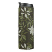 Magnolia en groen blad op zwart thermosbeker (Geroteerd rechts)