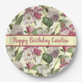 Magnolia en Hydrangea Bloemen Zuidelijk Papieren Bordje (Voorkant)