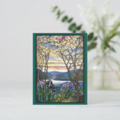 Magnolia en Iris Schilderachtig Inspirerend Briefkaart (Staand voorkant)