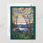 Magnolia en Iris Schilderachtig Inspirerend Briefkaart (Voorkant / Achterkant)