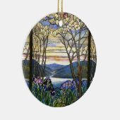 Magnolia en Iris Schilderachtig Inspirerend Keramisch Ornament (Rechts)