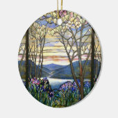 Magnolia en Iris Schilderachtig Inspirerend Keramisch Ornament (Links)