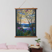Magnolia en Iris Tiffany Glas in lood Tapestry Hangend Wandkleed (Slaapkamer)