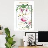 Magnolia en Leafy Green Bridal Tea Welcome Sign Poster (Thuiskantoor)