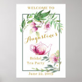 Magnolia en Leafy Green Bridal Tea Welcome Sign Poster (Voorkant)