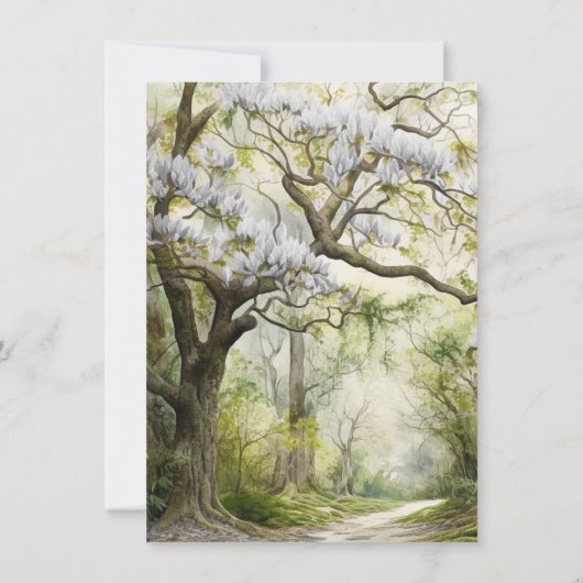 Magnolia en Moss Southern Charm Bruiloft Kaart (Achterkant)