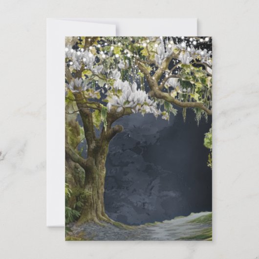 Magnolia en Moss Southern Evening Bruiloft Kaart (Achterkant)