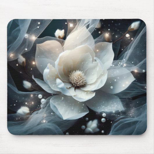 Magnolia en parels muismat (Voorkant)