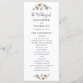 magnolia en roze floral bruiloft programma programmakaart (Voorkant)