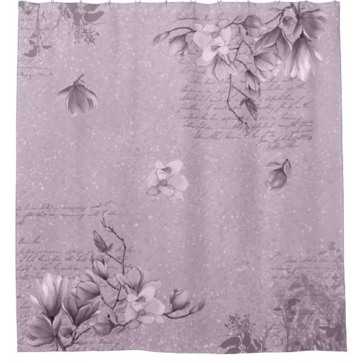 Magnolia & Ephemera elementen in één distelkleur Douchegordijn (Voorkant)