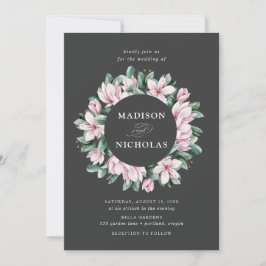 Magnolia & Eucalyptus | Bloemenkrans Bruiloft Kaart