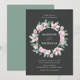 Magnolia & Eucalyptus | Bloemenkrans Bruiloft Kaart
