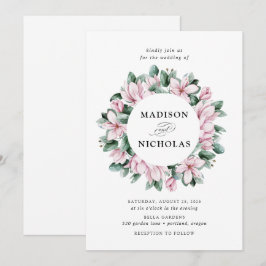 Magnolia & Eucalyptus | Bloemenkrans Bruiloft Kaart