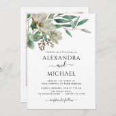 Magnolia Eucalyptus Foto Elegant Wedding Kaart (Voorkant / Achterkant)