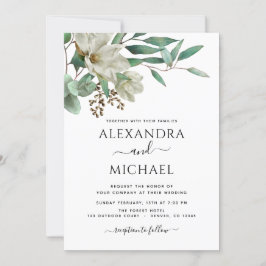 Magnolia Eucalyptus Foto Elegant Wedding Kaart