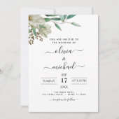 Magnolia Eucalyptus Foto Greenery Wedding Kaart (Voorkant)