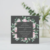 Magnolia & Eucalyptus | Vierkant Trouwfeest Kaart (Staand voorkant)