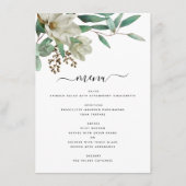 Magnolia Eucalyptus Waterverf Elegant Weddenschap Menu (Voorkant)