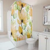 Magnolia Eucalyptus: Waterverf naadloze print Douchegordijn (In situ)