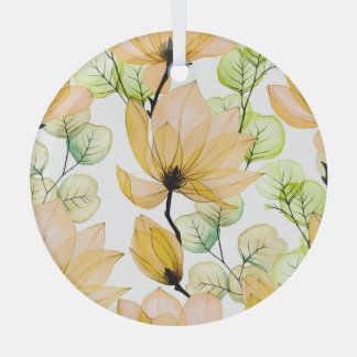 Magnolia Eucalyptus: Waterverf naadloze print Glas Ornament