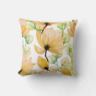 Magnolia Eucalyptus: Waterverf naadloze print Kussen