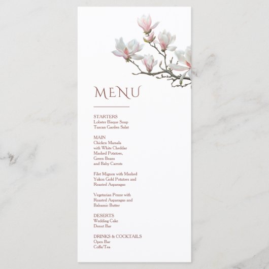 Magnolia Fijn Kunst Bloemstuk Menu (Voorkant)
