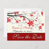 Magnolia filiaal rode bruiloft aangepaste Save the Aankondigingskaart (Voorkant / Achterkant)