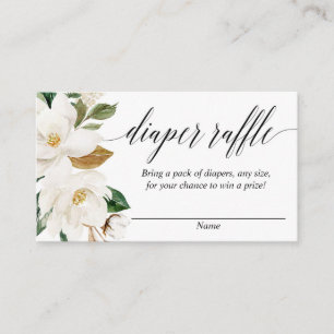 Magnolia floral baby shower diaper raffinagekaarte informatiekaartje