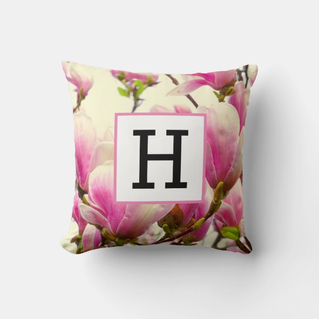 Magnolia  Floral Botanical Blossom Chic Kussen (Voorkant)