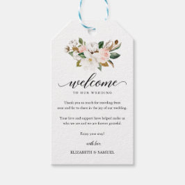Magnolia Floral Bouquet Weddenschap Welkom Cadeaulabel