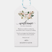Magnolia Floral Bouquet Weddenschap Welkom Cadeaulabel (Achterkant)
