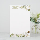 Magnolia Floral Briefpapier (Staand voorkant)