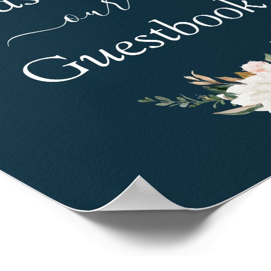 magnolia floral bruiloft guestbook poster (Hoek)