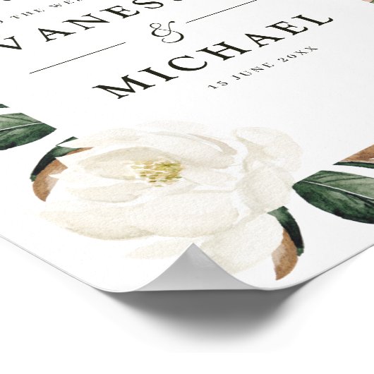 Magnolia floral bruiloft poster (Hoek)