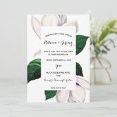  magnolia floral bruiloft uitnodiging (Staand voorkant)