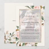 Magnolia Floral Celebration of Life Funeral Photo Kaart (Voorkant / Achterkant)