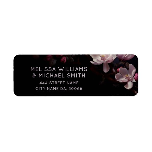 Magnolia Floral Dark Moody  Etiket (Voorkant)