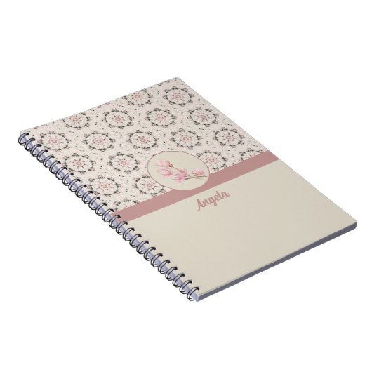  Magnolia Floral Ephemera Pattern Notitieboek (Rechterzijde)