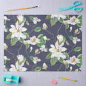 Magnolia Floral Farmhouse Navy Wooden Decoupage Tissuepapier (Craft)