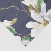 Magnolia Floral Farmhouse Navy Wooden Decoupage Tissuepapier (Detail)