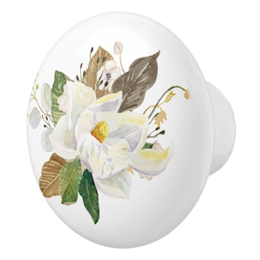 Magnolia Floral Farmhouse Rustic Country Kitchen Keramische Knop (Rechts)