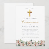 Magnolia Floral First Communion  Kaart (Voorkant / Achterkant)