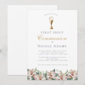 Magnolia Floral First Communion  Kaart (Voorkant / Achterkant)