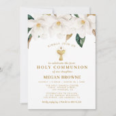 magnolia floral first holy communiqué uitnodiging (Voorkant)