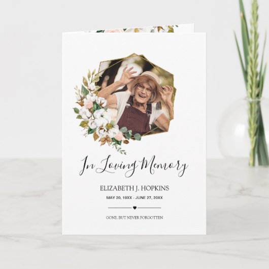 Magnolia Floral Geometric Lijst 2 Foto Funeral Programma (Voorkant)