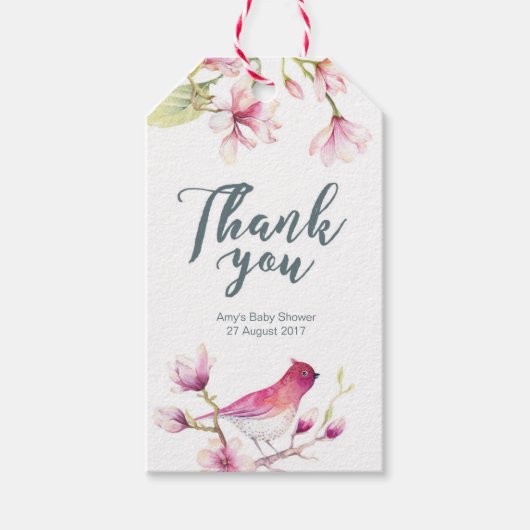 Magnolia Floral Gepersonaliseerd Dank u Favor labe Cadeaulabel (Voorkant)