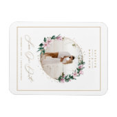 Magnolia Floral Gold Circle Foto van Save the Date Magneet (Horizontaal)