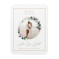 Magnolia Floral Gold Circle Foto van Save the Date